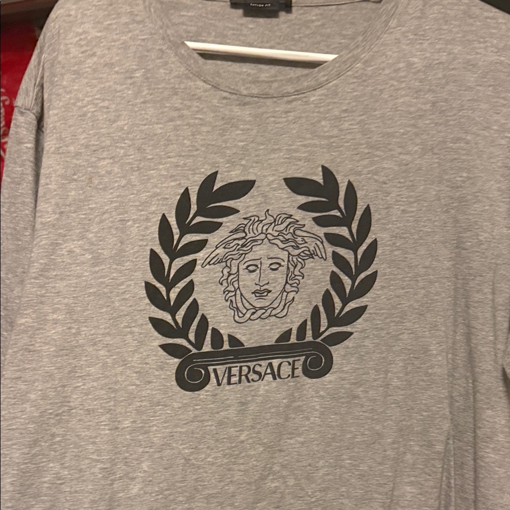 Versace Heather Gray Medusa Logo Shirt